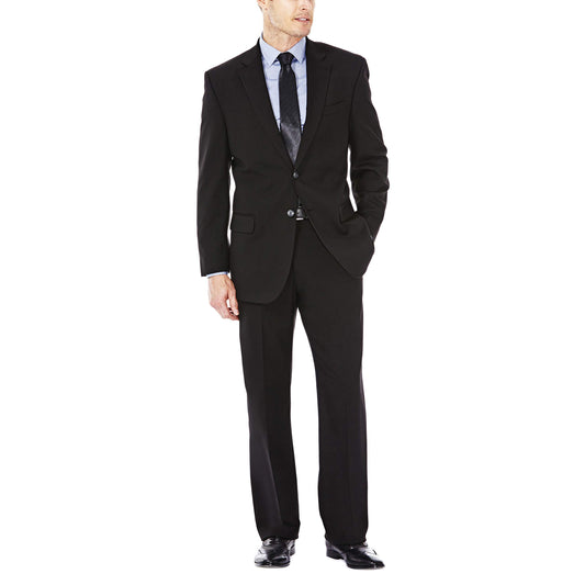 J.M. Haggar Men's Premium Stretch Classic Fit Suit Separates-Pants, Black-Jacket, 46 Tall