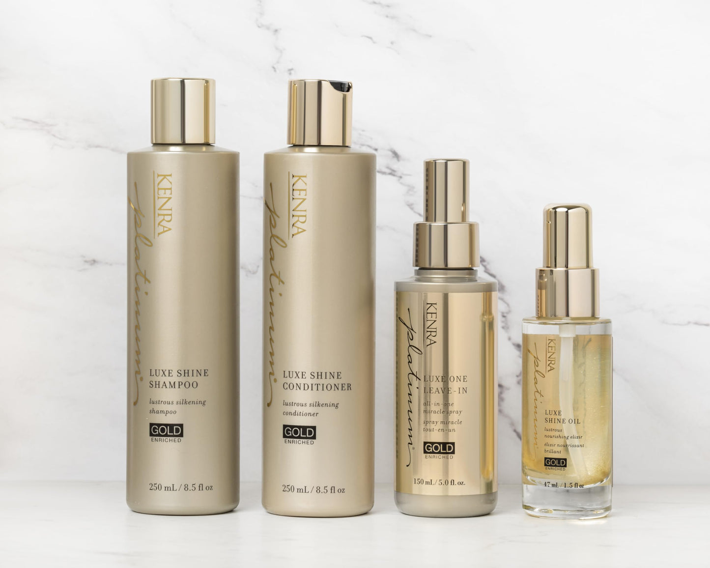 Kenra Platinum Luxe Shine Oil | Gold Enriched Nourishing Elixir |Enhances Shine & Manageability | Thermal Protection Up To 450F | Medium To Coarse Hair | 1.5 fl. Oz