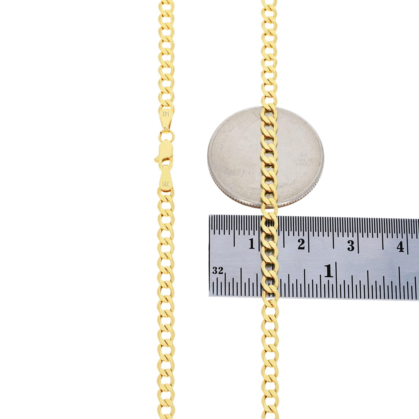 Nuragold 14k Yellow Gold 3.5mm Cuban Curb Link Chain Bracelet, Mens Womens Jewelry 7" 7.5" 8" 8.5" 9"