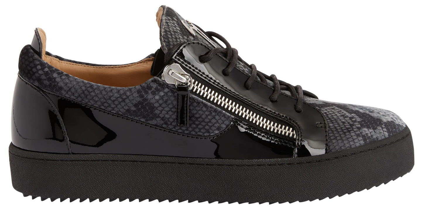 Giuseppe Zanotti, Frankie Velvet Low Top Sneakers, 14, Black