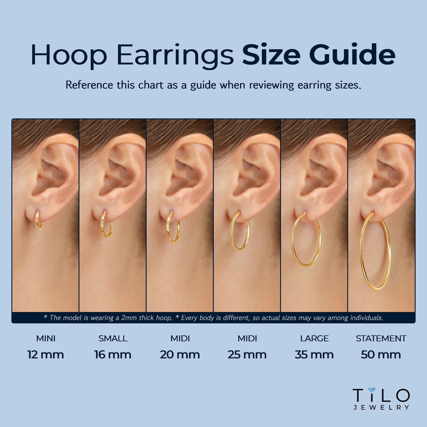 14k Yellow Gold Polished Small Round Hoop Earrings, 12mm (0.48 inch Diameter)…