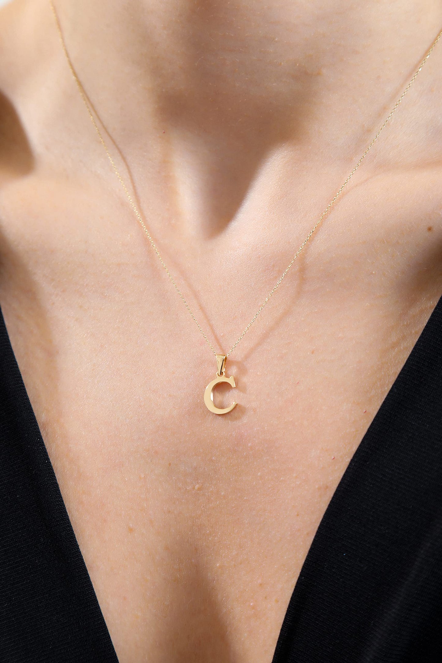 Wish Carat 100% 14k Real Gold Necklace for Women | Dainty Charm Alphabet Name Letter Initial Necklaces for Women | Custom Pendant Jewelry for Her | Birthday Gifts for Women | 18''