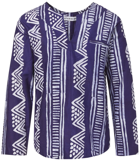 Cotton Tunic Shirt, Navy, M