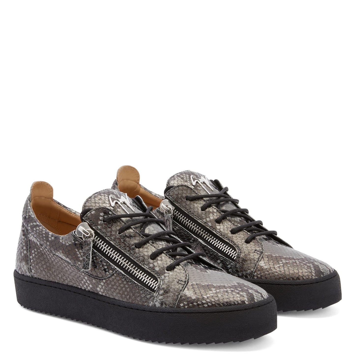 Giuseppe Zanotti, Frankie Reptile-Print Low-Top Sneakers, 8, Black