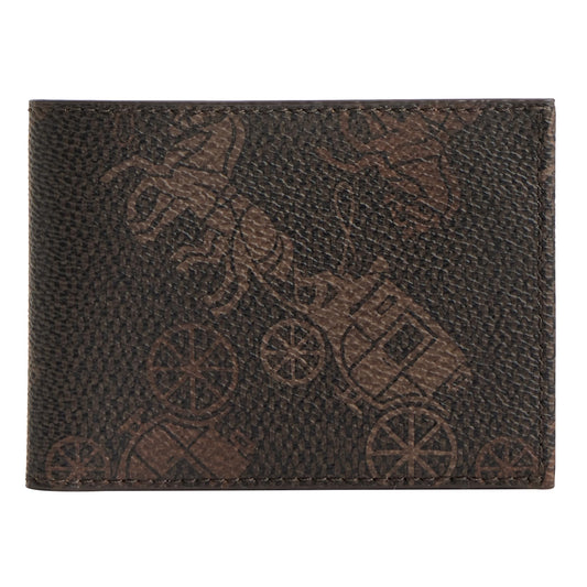 Coach Slim Billfold in Large Horse and Carriage Coated Canvas, Truffle/Burnished Amber