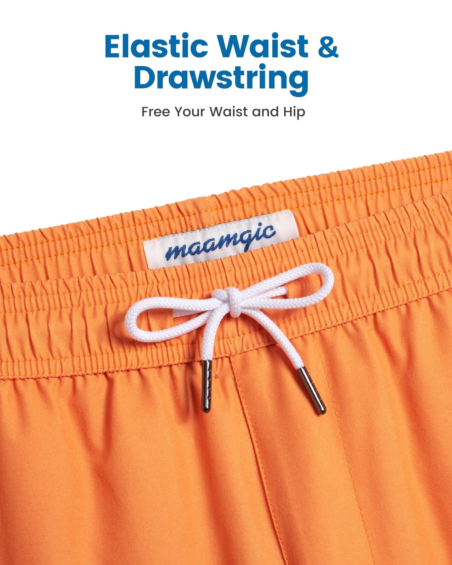 maamgic 5inch Mens Swimming Trunks with Compression Liner 2-in-1 Swim Trunks Stretch Quick Dry Swim Shorts with Zipper Pockets Tangerine and White Medium