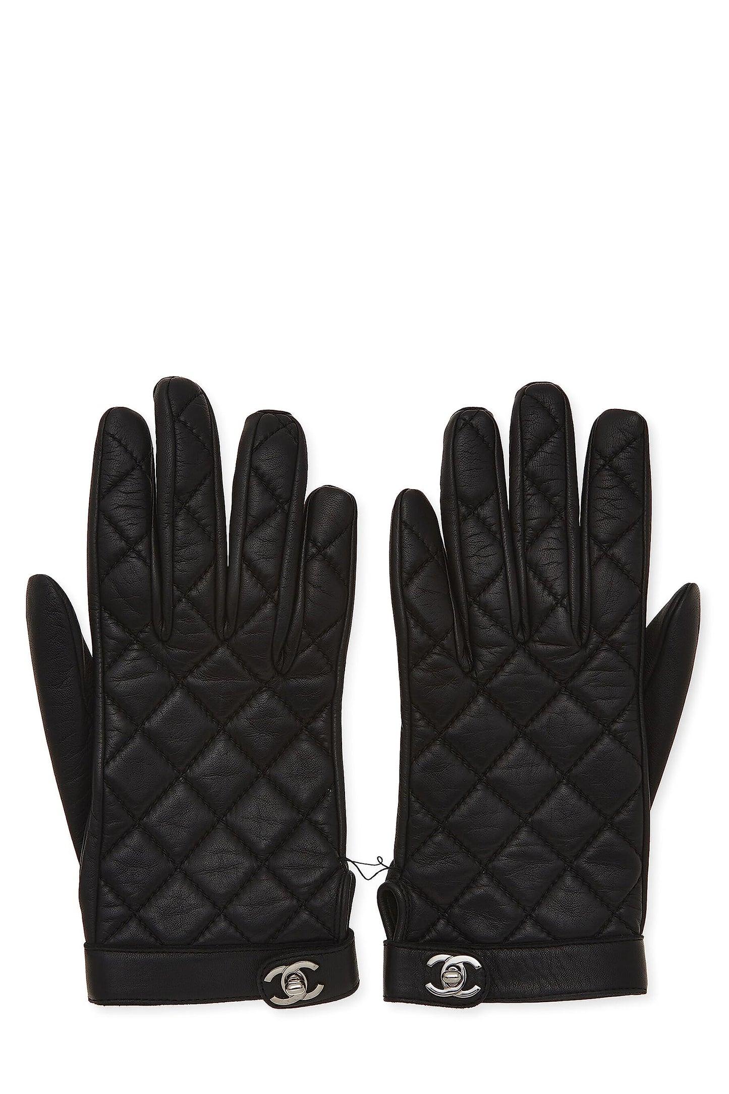 Chanel, Pre-Loved Black Lambskin 'CC' Turnlock Gloves, Black