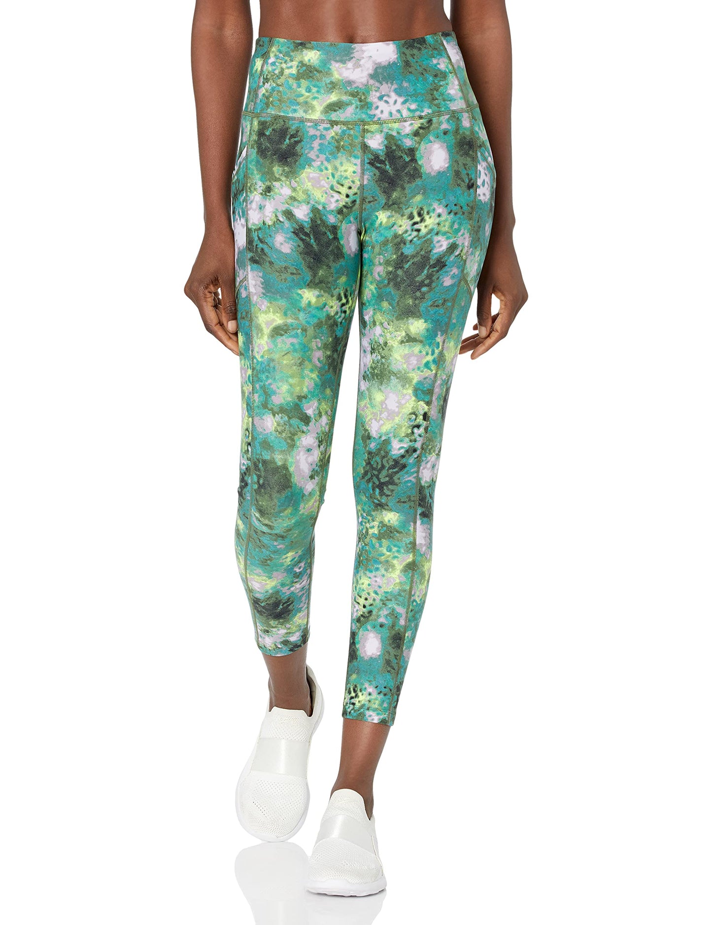 Calvin Klein Performance Women's Print Side Pocket High Waist 7/8 Legging Tight, Ice Leopard Bonsai, M