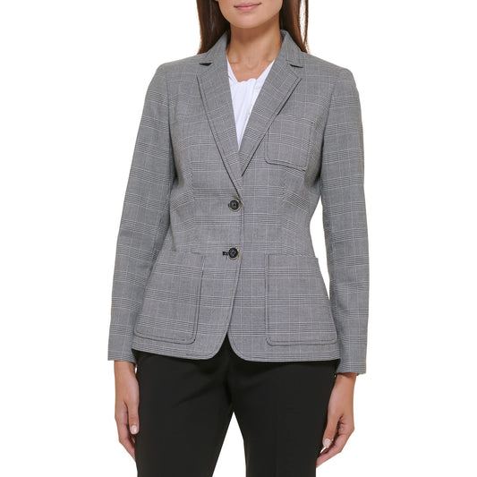 Tommy Hilfiger Women's Blazer – Business Jacket with Flattering Fit and Double-Button Closure, Black/Ivory, 12