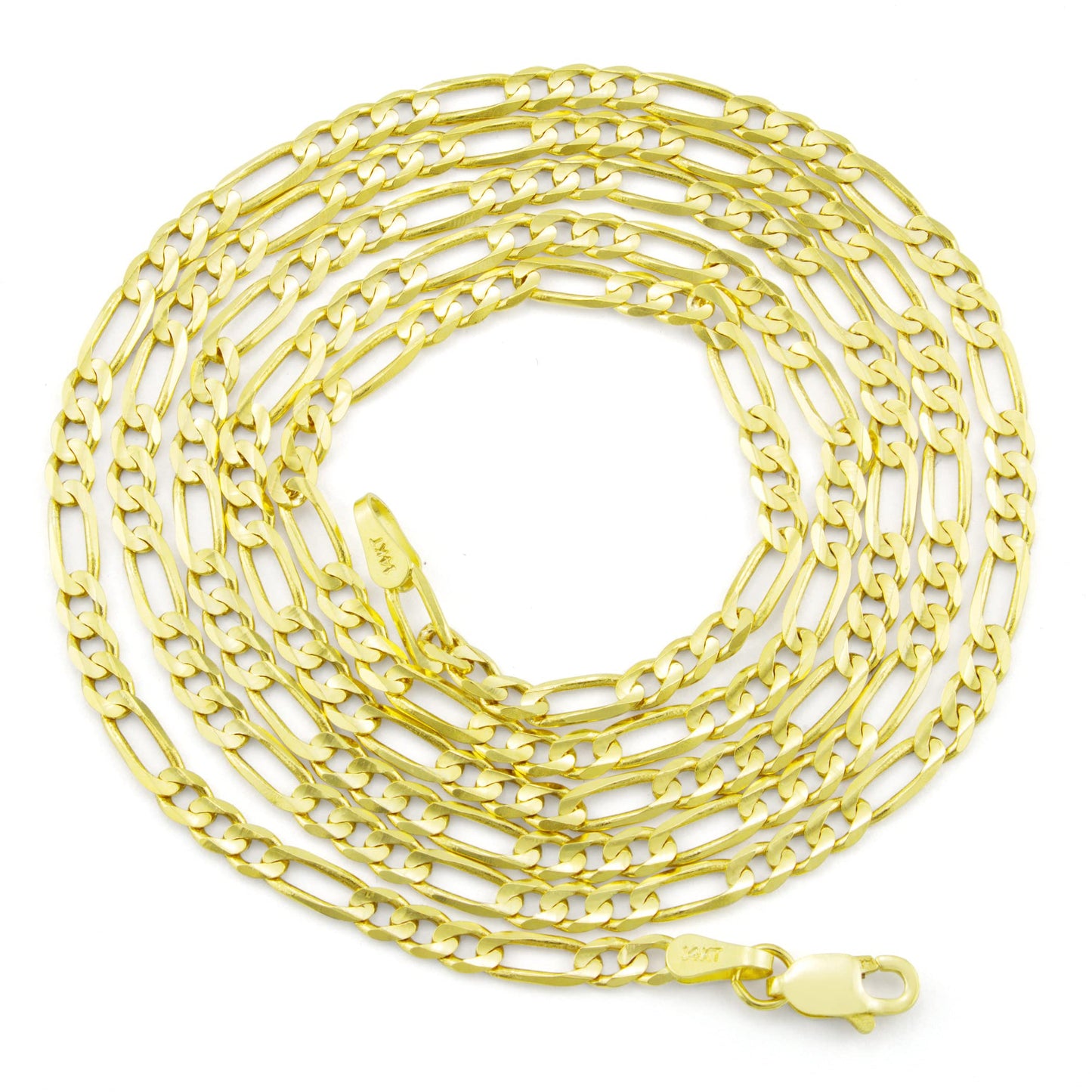 Nuragold 14k Yellow Gold 3.5mm Figaro Chain Link Bracelet or Anklet, Mens Womens Jewelry 7" 7.5" 8" 8.5" 9"