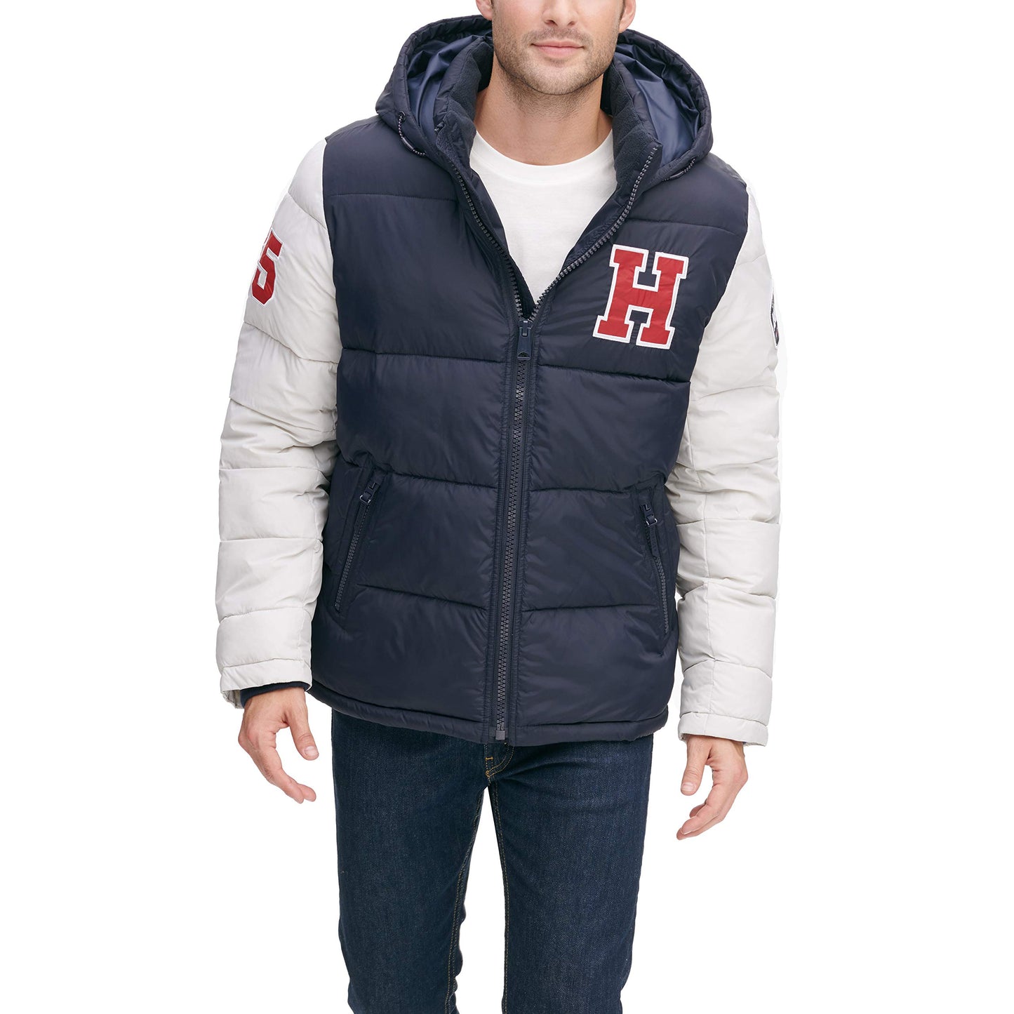 Tommy Hilfiger Men's Hooded Puffer Jacket, Navy, XX-Large