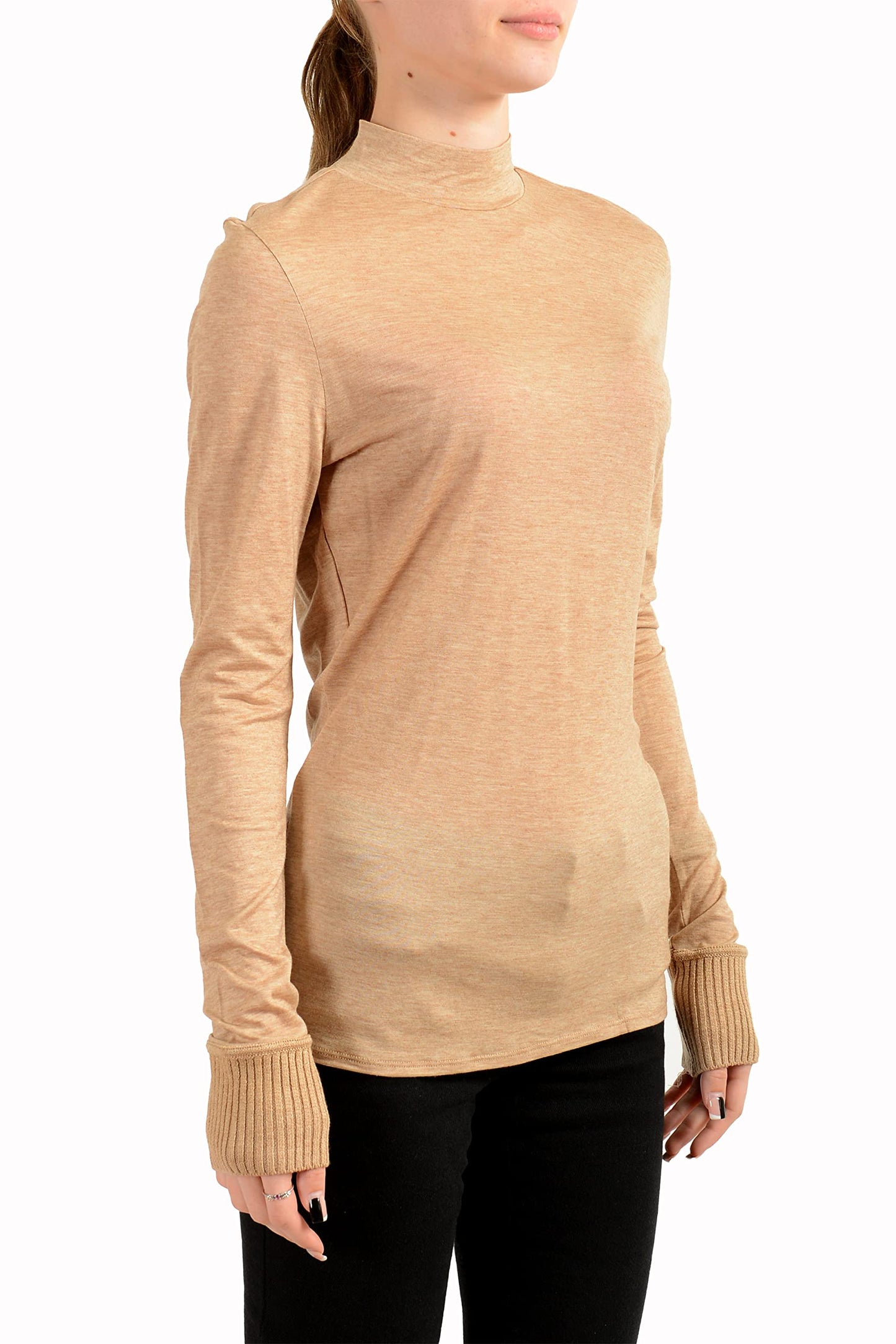 Hugo Boss Women's Egine2 Beige Wool Pullover Sweater US S IT 40