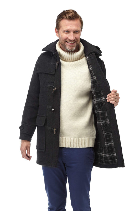 Original Montgomery Men's London Luxury Duffle Coat (Charcoal, Medium)
