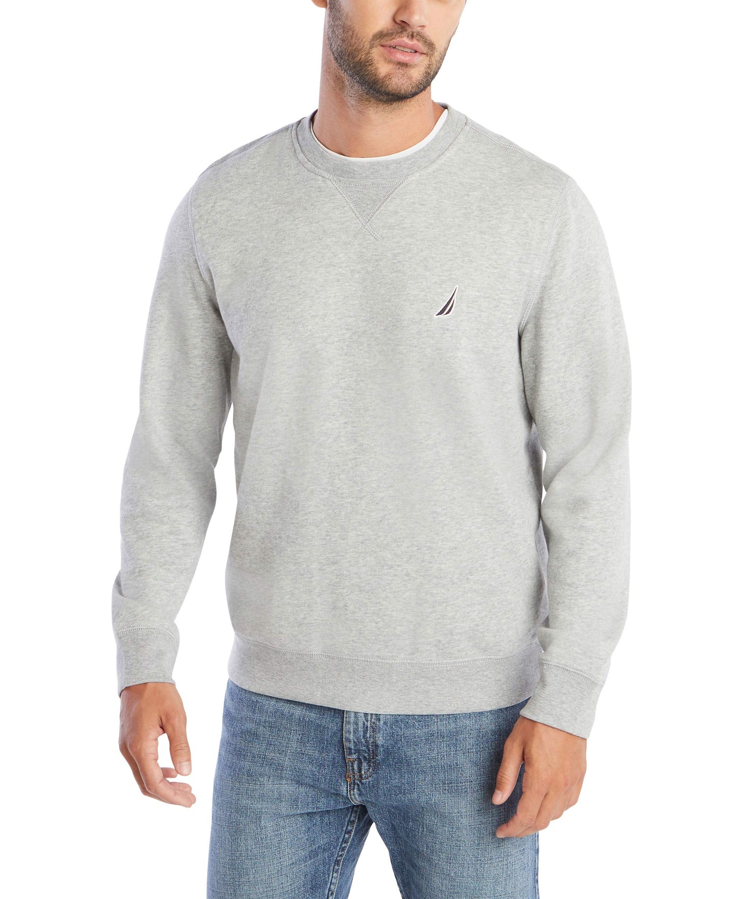 Nautica Men's Basic Crew Neck Fleece Sweatshirt, Grey Heather, X-Large