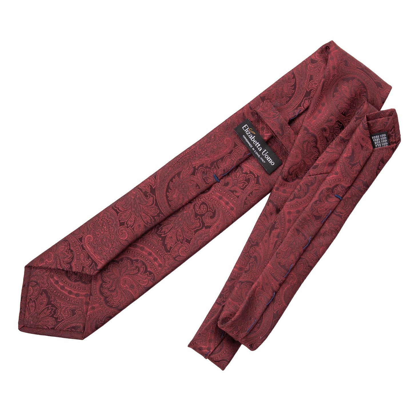 Elizabetta Men's Jacquard Italian 100% Silk Ties - Handmade Woven Neckties (Vienna - Burgundy)