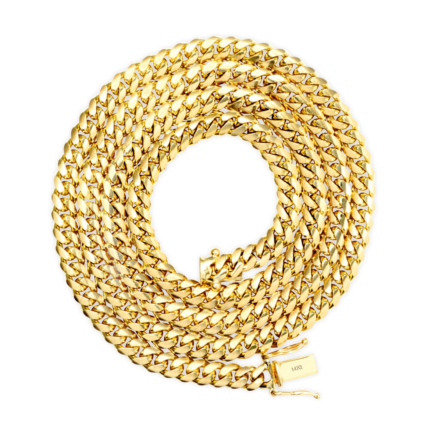 Nuragold 14k Yellow Gold 5mm Solid Miami Cuban Link Chain Pendant Necklace, Mens Jewelry Box Clasp 16" 18" 20" 22" 24" 26" 28" 30"