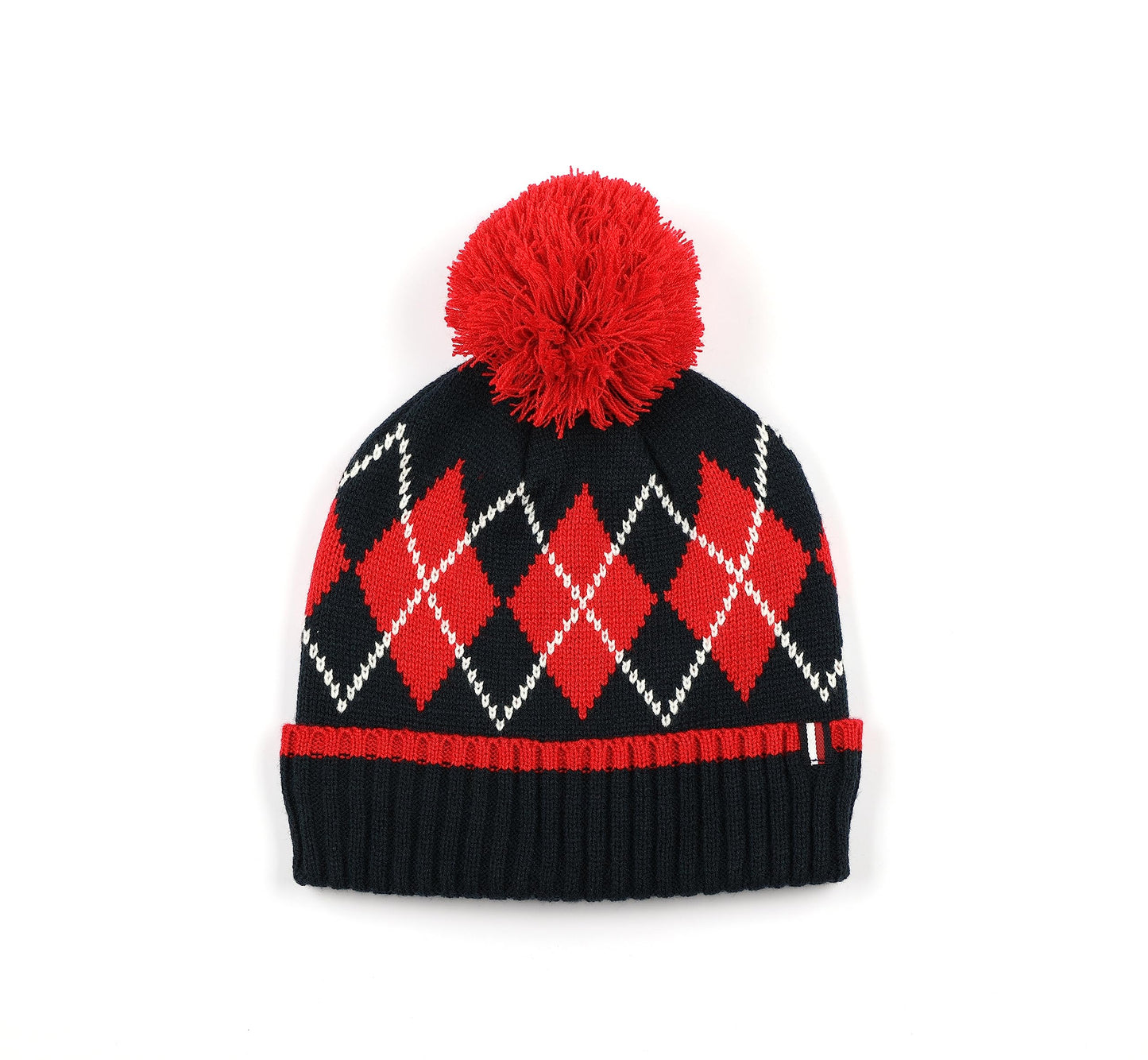 Tommy Hilfiger Women's Argyle Pom Cuff Hat, Desert Sky Multi, One Size