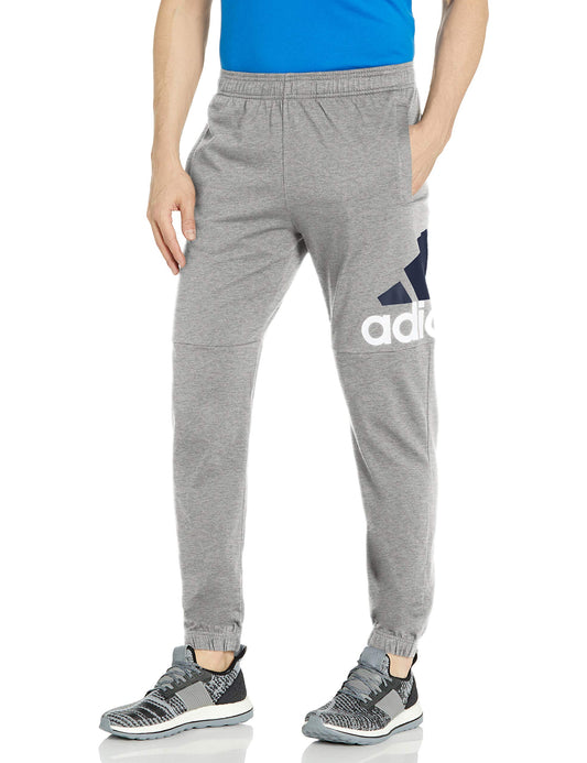 adidas Men's Tall Size Essentials Performance Logo Pants, Medium Grey Heather/White/White, X-Large