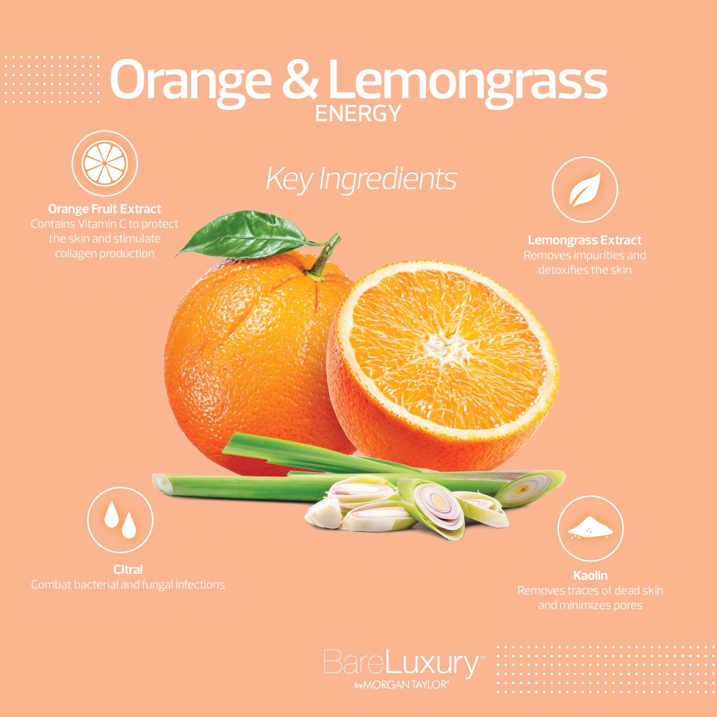Morgan Taylor BareLuxury 4-Step Complete Pedicure & Manicure Packs (Orange & Lemongrass), Hand and Foot Spa Kit in 4 Packs, Pedicure and Manicure Kit, Self Care Gifts For Women