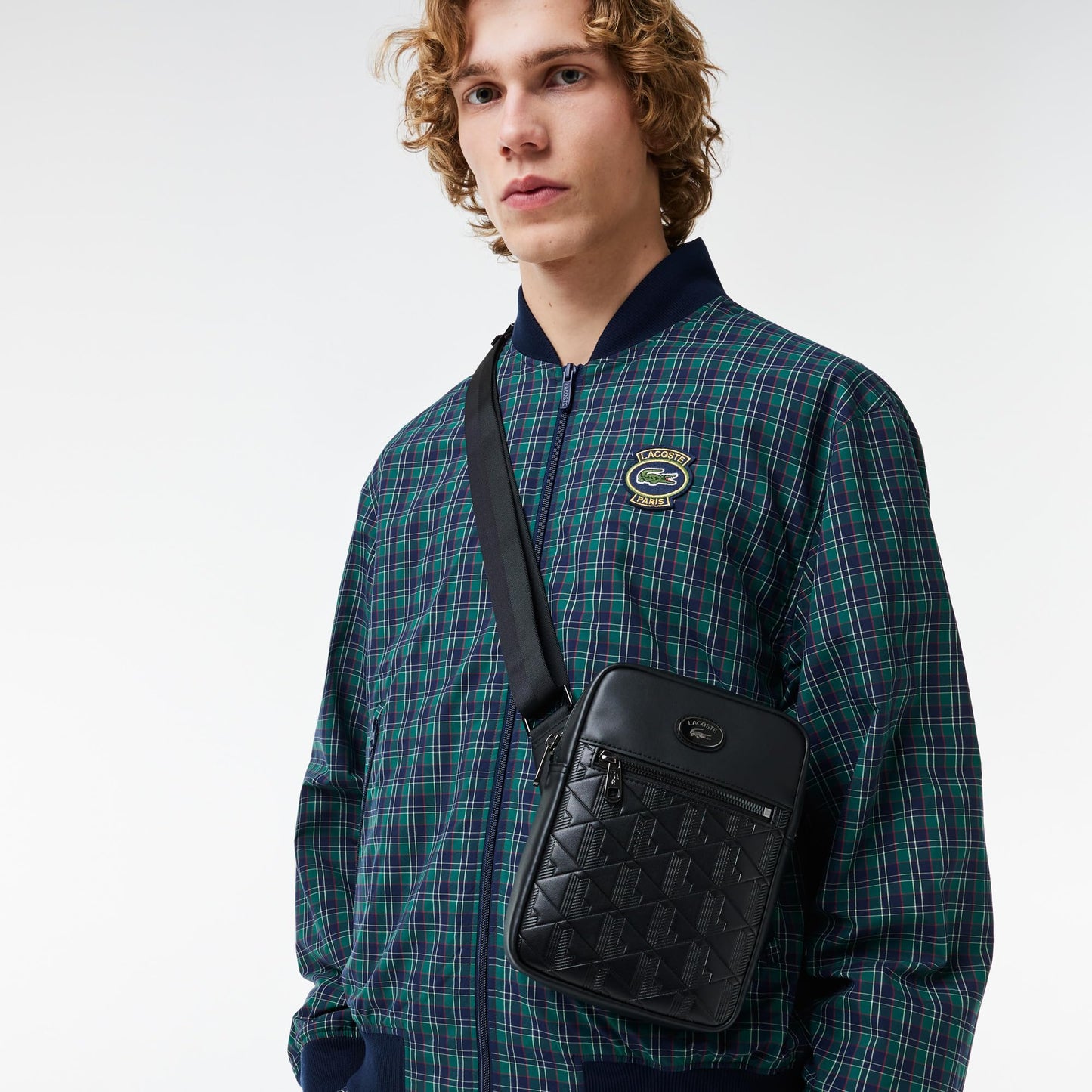 Lacoste Men's Vertical Camera Bag, Black, One