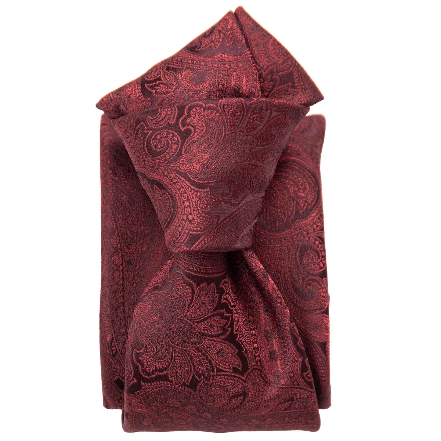Elizabetta Men's Jacquard Italian 100% Silk Ties - Handmade Woven Neckties (Vienna - Burgundy)