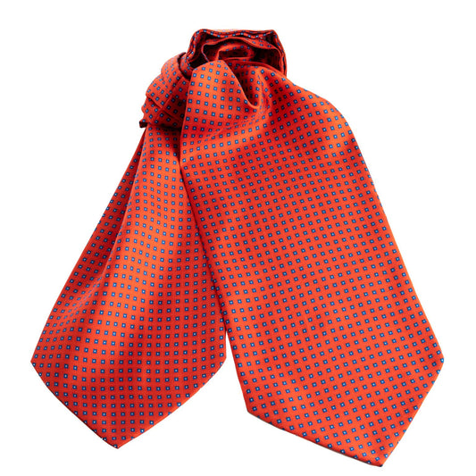 Elizabetta Men's 100% Silk Ascot Ties, Day Cravat Neckties, Handmade in Italy (Lecco Red)