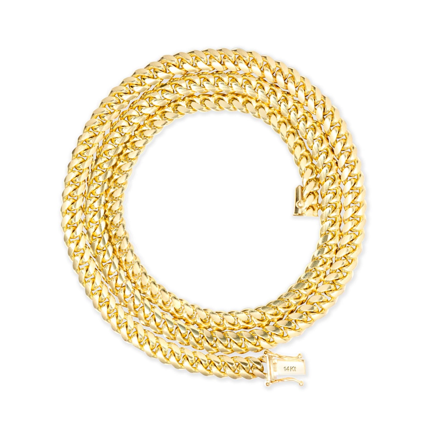 Nuragold 14k Yellow Gold 6mm Solid Miami Cuban Link Chain Pendant Necklace, Mens Jewelry Box Clasp 20" 22" 24" 26" 28" 30"