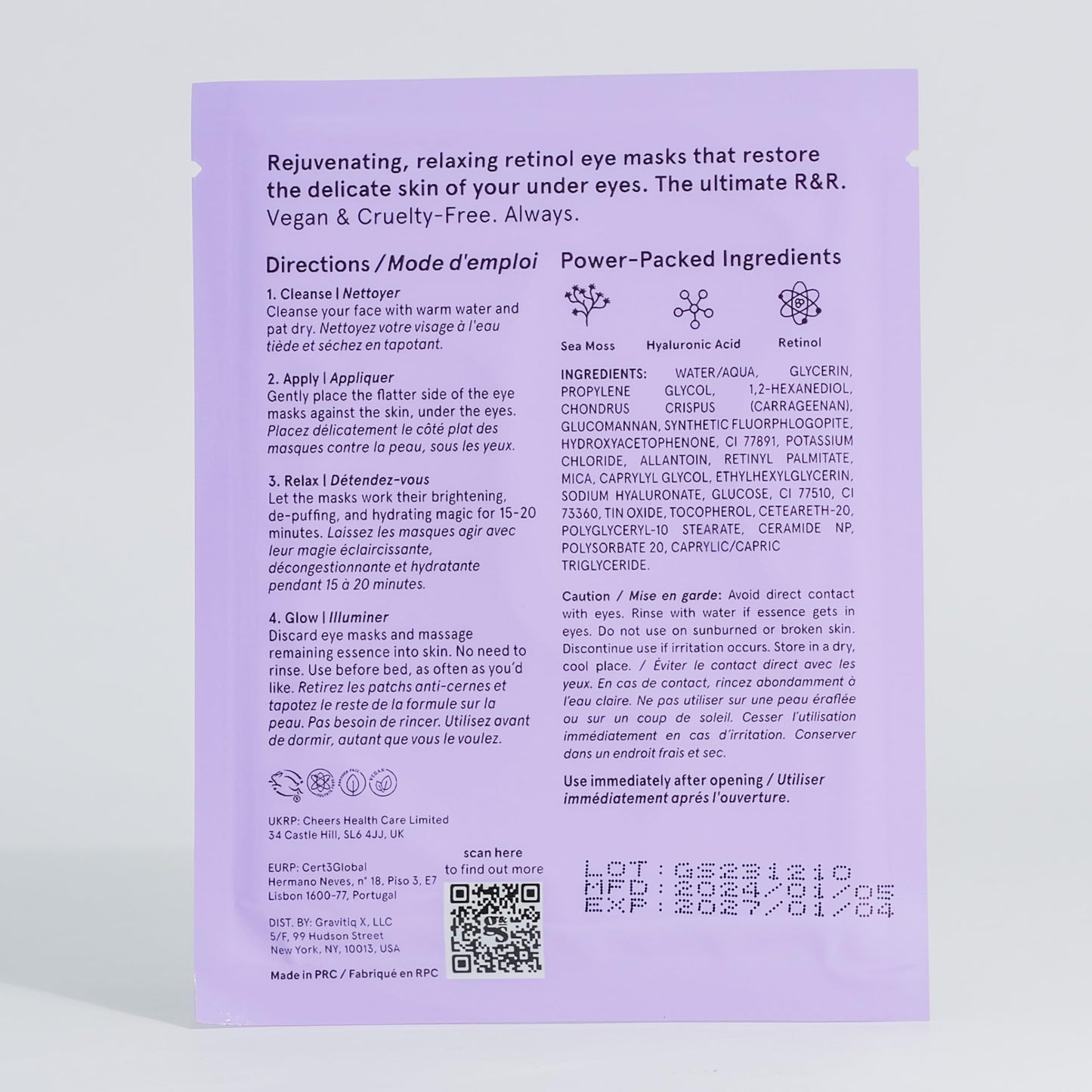 grace & stella Purple Eye Treatment Gels - Dermatologist Tested - Under Eye Masks With Retinol - Restoring Under Eye Patches for Puffy Eyes and Dark Circles - Vegan, Cruelty-Free, 24 Pairs