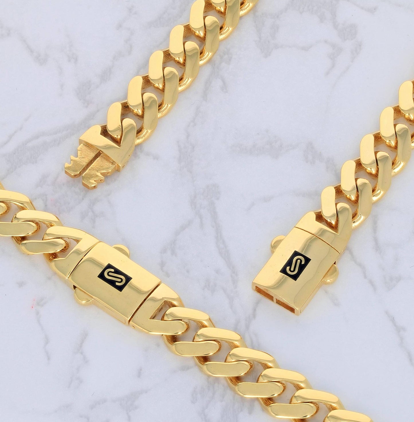 Nuragold 14k Yellow Gold 7.5mm Royal Monaco Miami Cuban Link Chain Bracelet, Mens Womens Fancy Box Clasp 7" 7.5" 8" 8.5" 9"