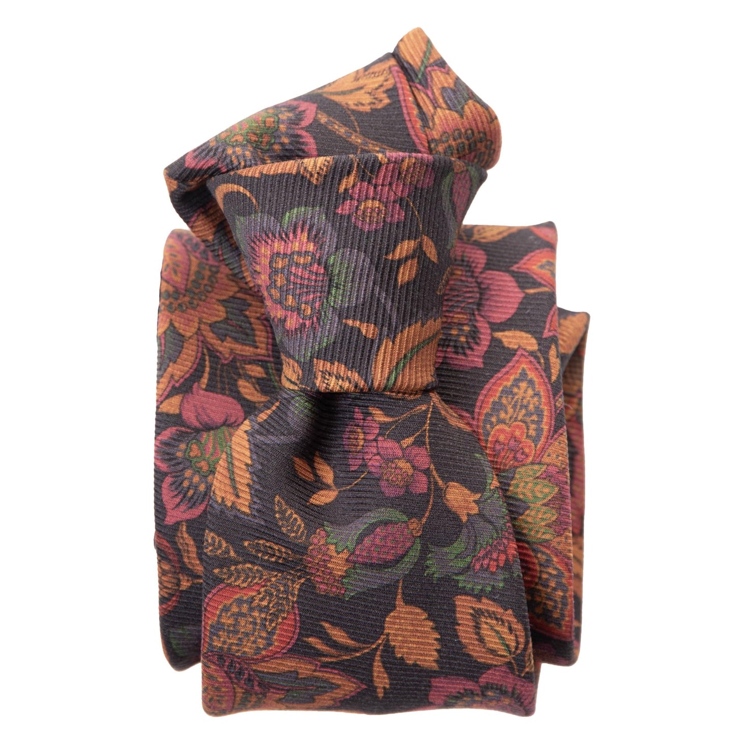 Elizabetta Men's Italian Silk Ties - Handmade Printed Neckties - Made in Italy - Floral Black