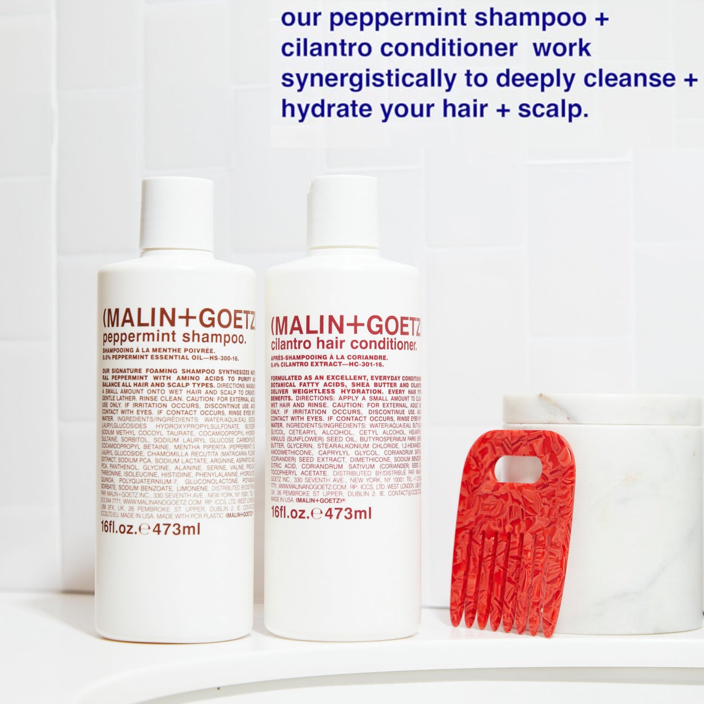 Malin + Goetz Peppermint Shampoo, 8 Fl. Oz. - Men & Women Clarifying Shampoo, Natural Hair Shampoo to Cleanse & Hydrate, Scalp Shampoo Treatment for All Hair Types, Vegan & Cruelty-Free