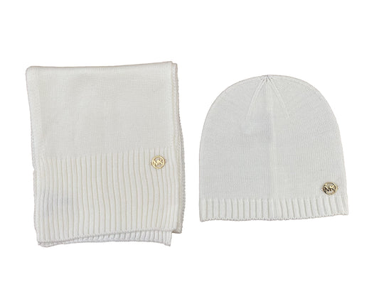 Michael Michael Kors Women`s Scarf And Hat 2 Piece Set (White(539227C0-151)/G, One Size)