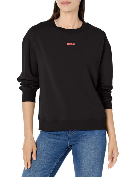 HUGO Center Logo Relaxed Fit Jersey Sweatshirt