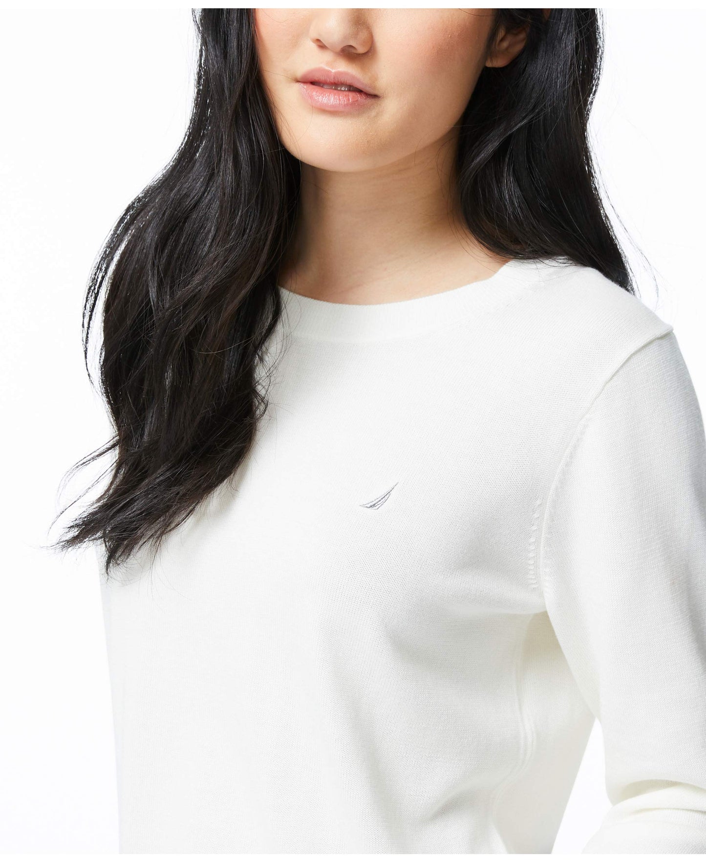 Nautica Women's Super Soft Crew Neck Sweater, Marshmallow, Medium