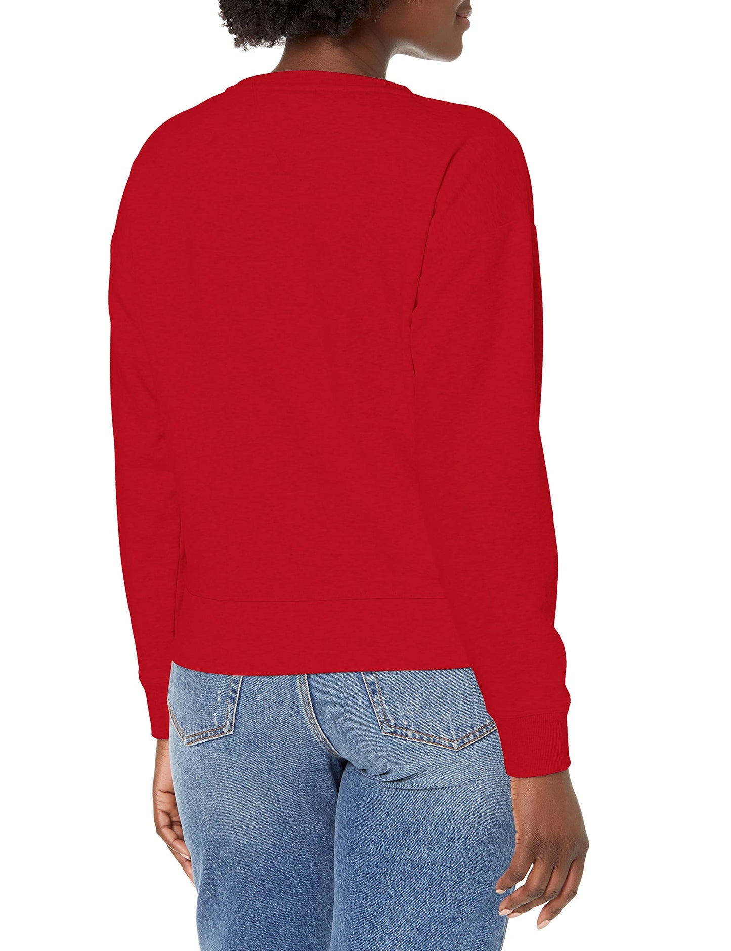 Tommy Hilfiger Women's Long Sleeve Logo Pullover Sweatshirt, Scarlet, Large