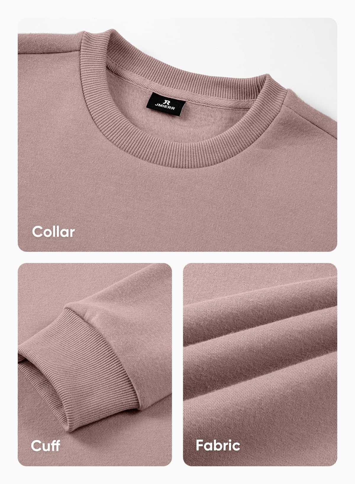 JMIERR Men's Sweatshirt Crewneck Pullover Sweatshirt Men Fall Winter Long Sleeve Midweight Casual Tops, US43(L), Purple