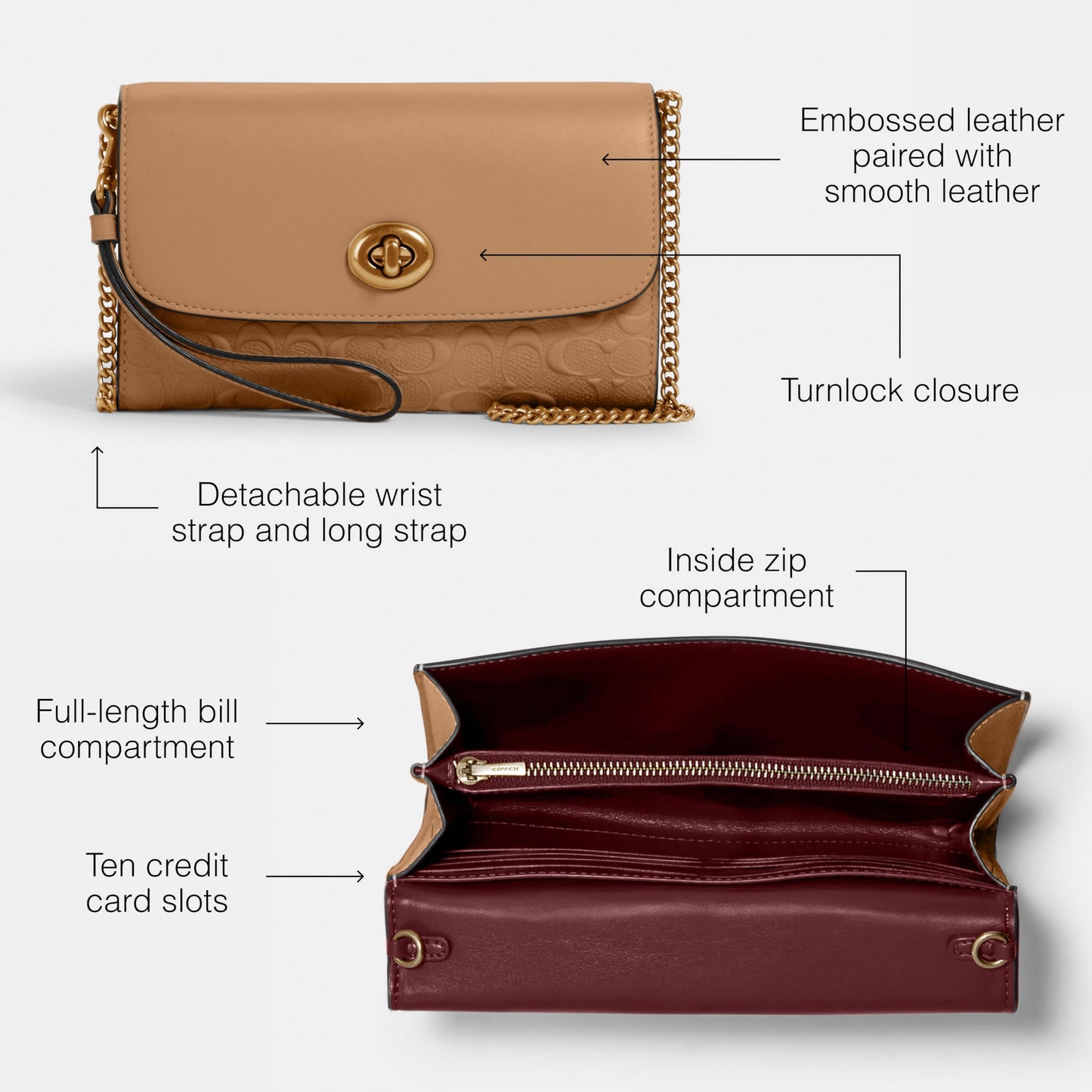 Coach Signature Leather Chain Crossbody