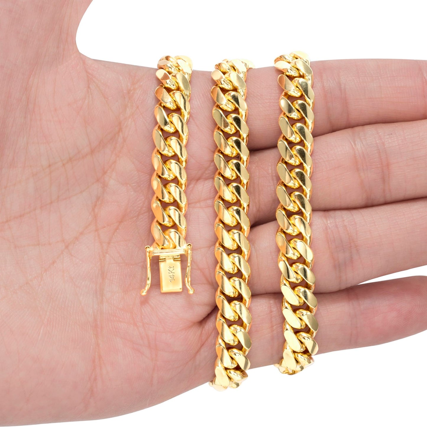 Nuragold 14k Yellow Gold 8mm Solid Miami Cuban Link Chain Bracelet, Mens Jewelry Box Clasp 7" 7.5" 8" 8.5" 9"