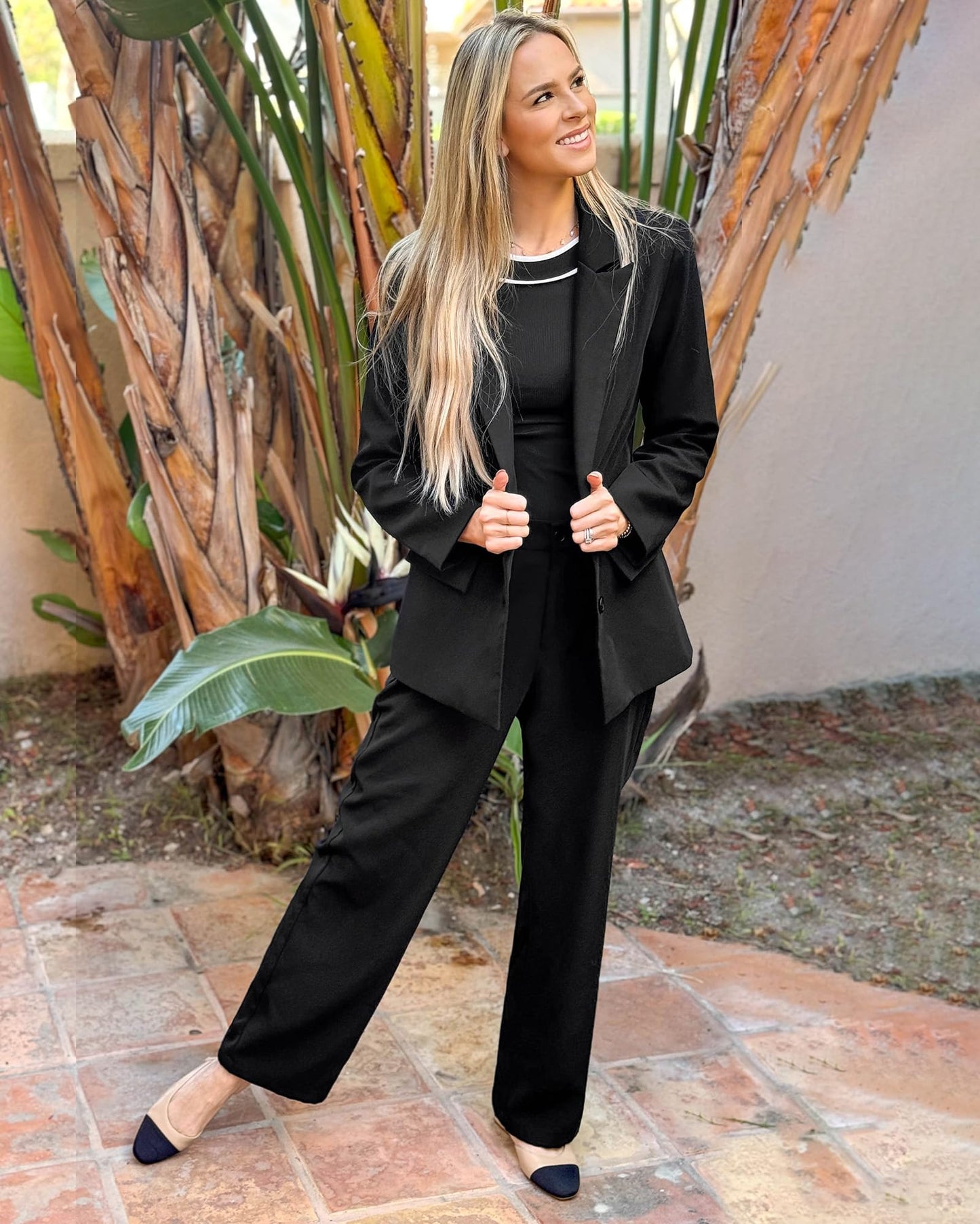 LookbookStore Two Piece Sets for Women Women's Business Casual Clothing Suits for Women Office Professional Black Pant Suit Women Suit for Women Business Fashion Black Size Medium