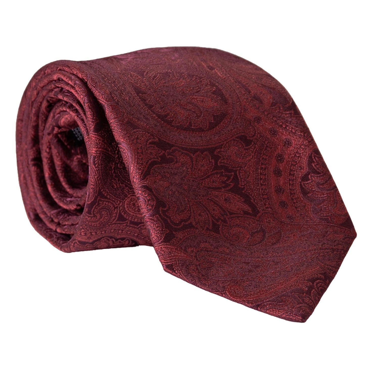 Elizabetta Men's Jacquard Italian 100% Silk Ties - Handmade Woven Neckties (Vienna - Burgundy)