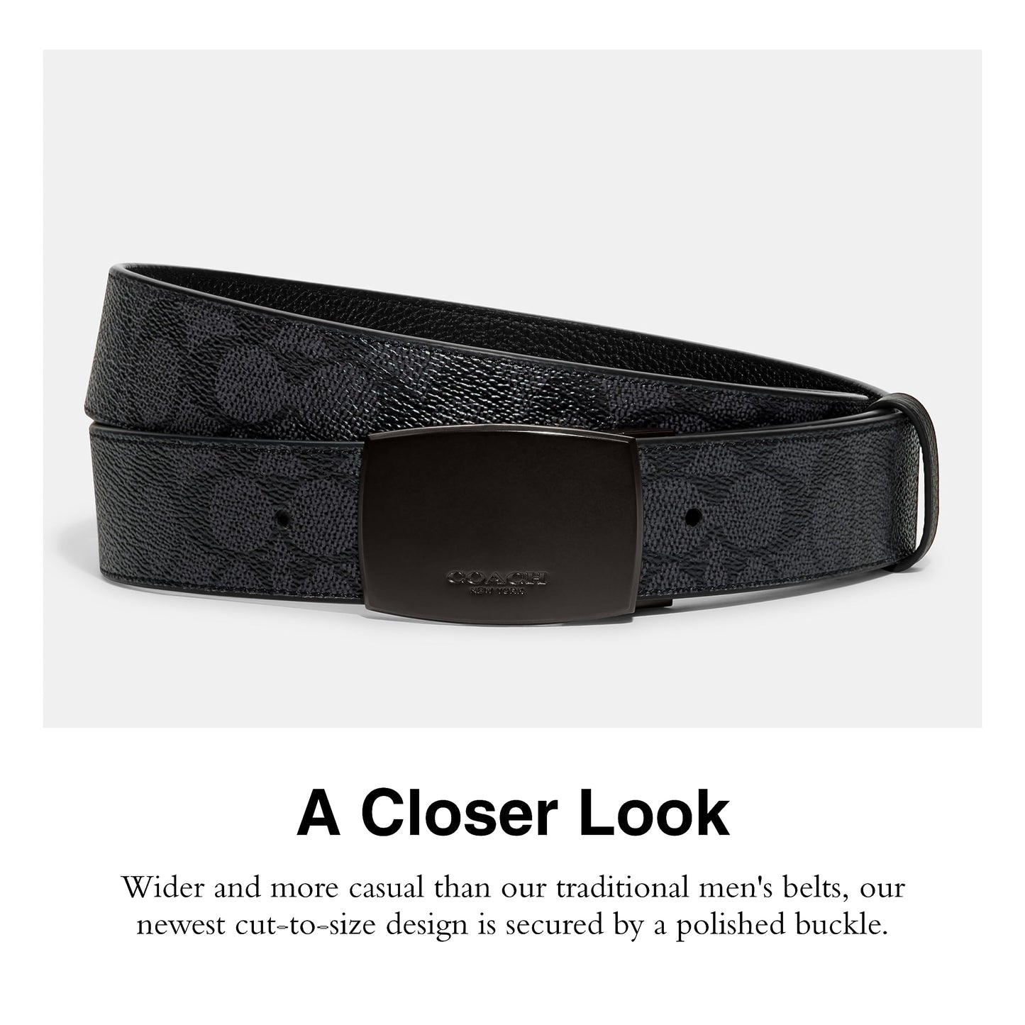 Coach 38 Mm Casual Belt Box, Black/Charcoal
