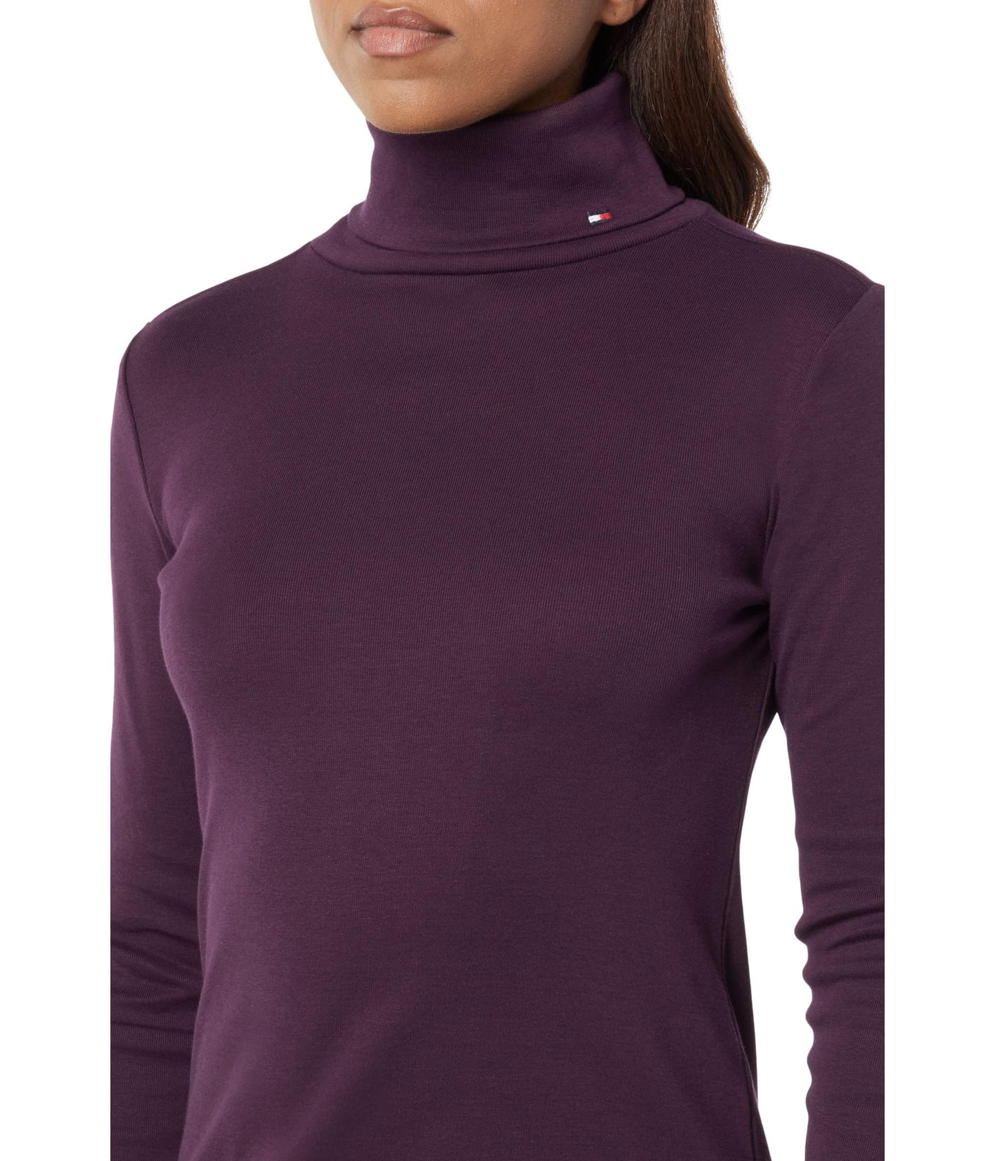 Tommy Hilfiger Women's Long Sleeve Turtleneck Sweater, Aubergine, Medium