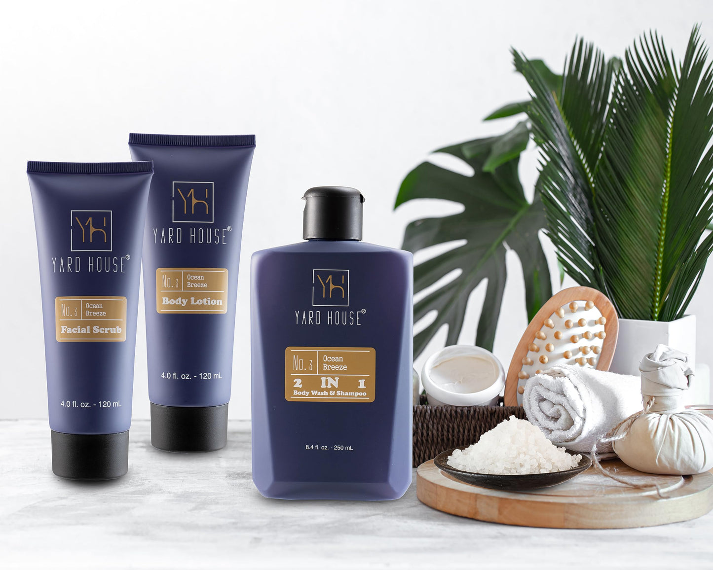 YARD HOUSE All Natural Bath and Body Spa Gift Basket Set for Men - Ocean Breeze - Luxury Men's Skin Care Kit For Him in Toiletry Bag for Revitalization, Exfoliating, Cleasing, Moisturing