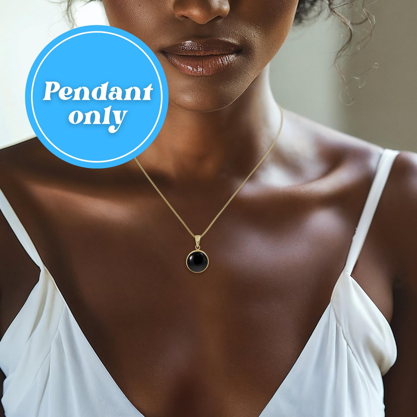 14K Gold Onyx Pendant - 14K Solid Yellow Gold Pendant, Dainty 12mm Round Black Onyx Gemstone, December Birthstone Handmade Minimalist Jewelry, Leo Star Sign Birthday Gift for Classy Women
