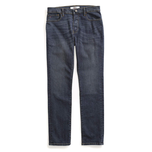 Tommy Hilfiger Men's Adaptive Jeans Straight Adjustable Waist Magnet Buttons, dark wash, 34