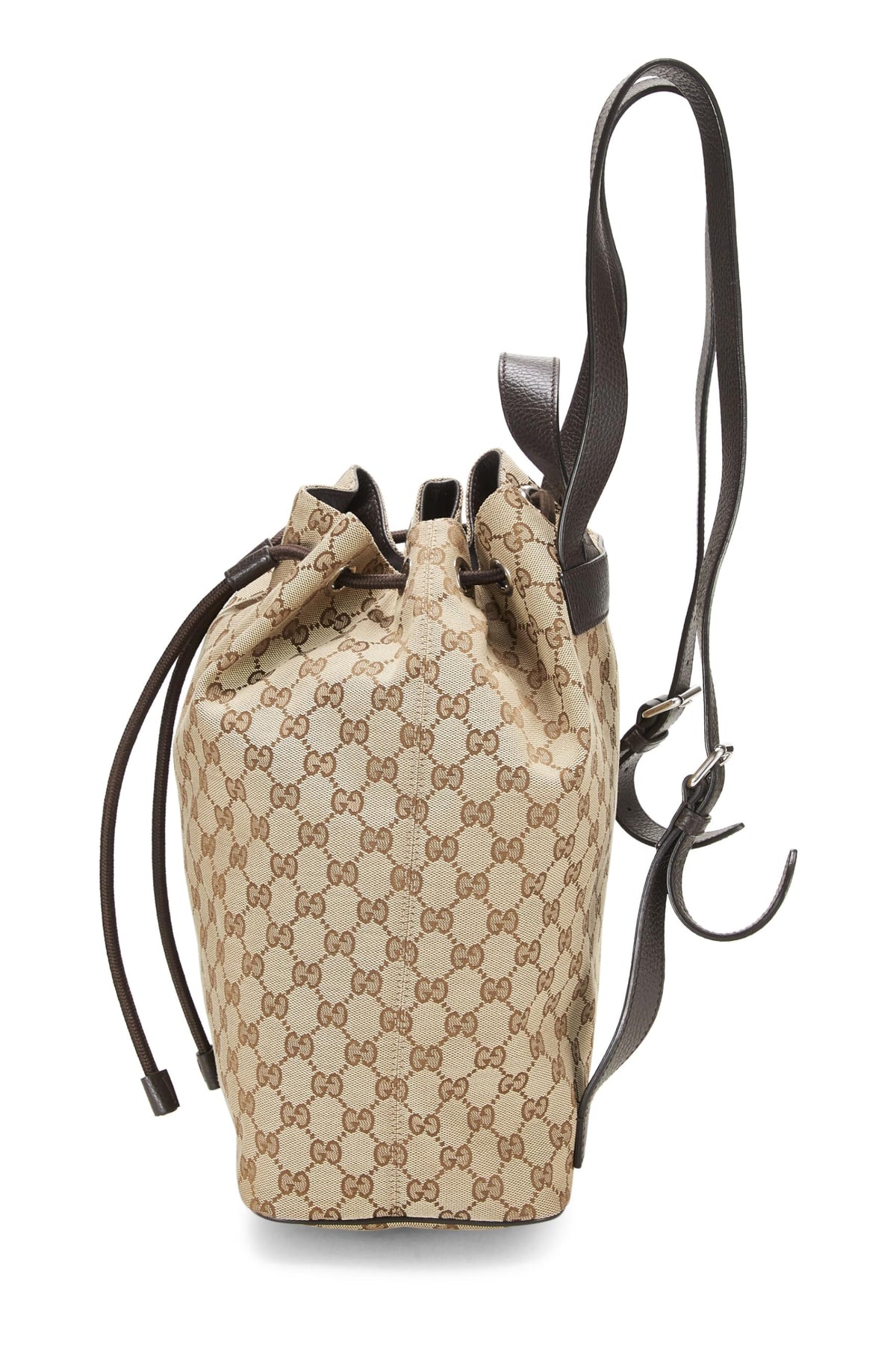 Gucci, Pre-Loved Brown Original GG Canvas Drawstring Backpack, Brown