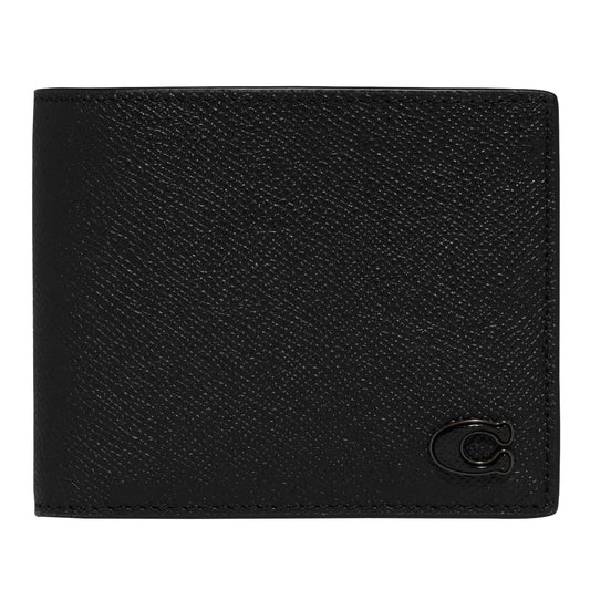 Coach 3-in-1 Wallet in Cross Grain Leather, Black, One Size