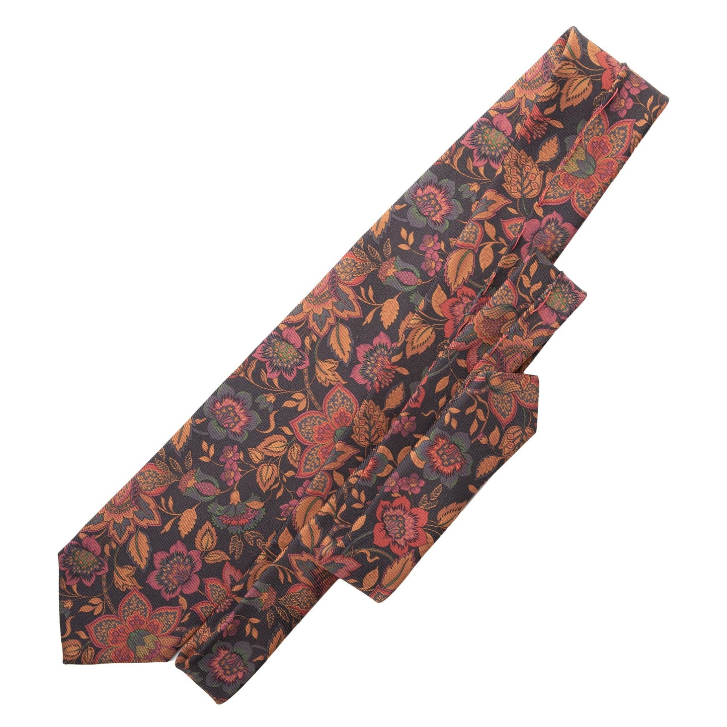 Elizabetta Men's Italian Silk Ties - Handmade Printed Neckties - Made in Italy - Floral Black