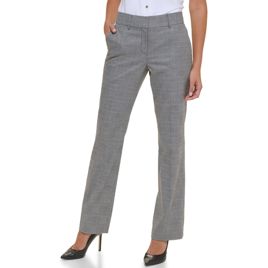 Tommy Hilfiger Glen Plaid Sutton Bootcut Pants Black/Ivory 10