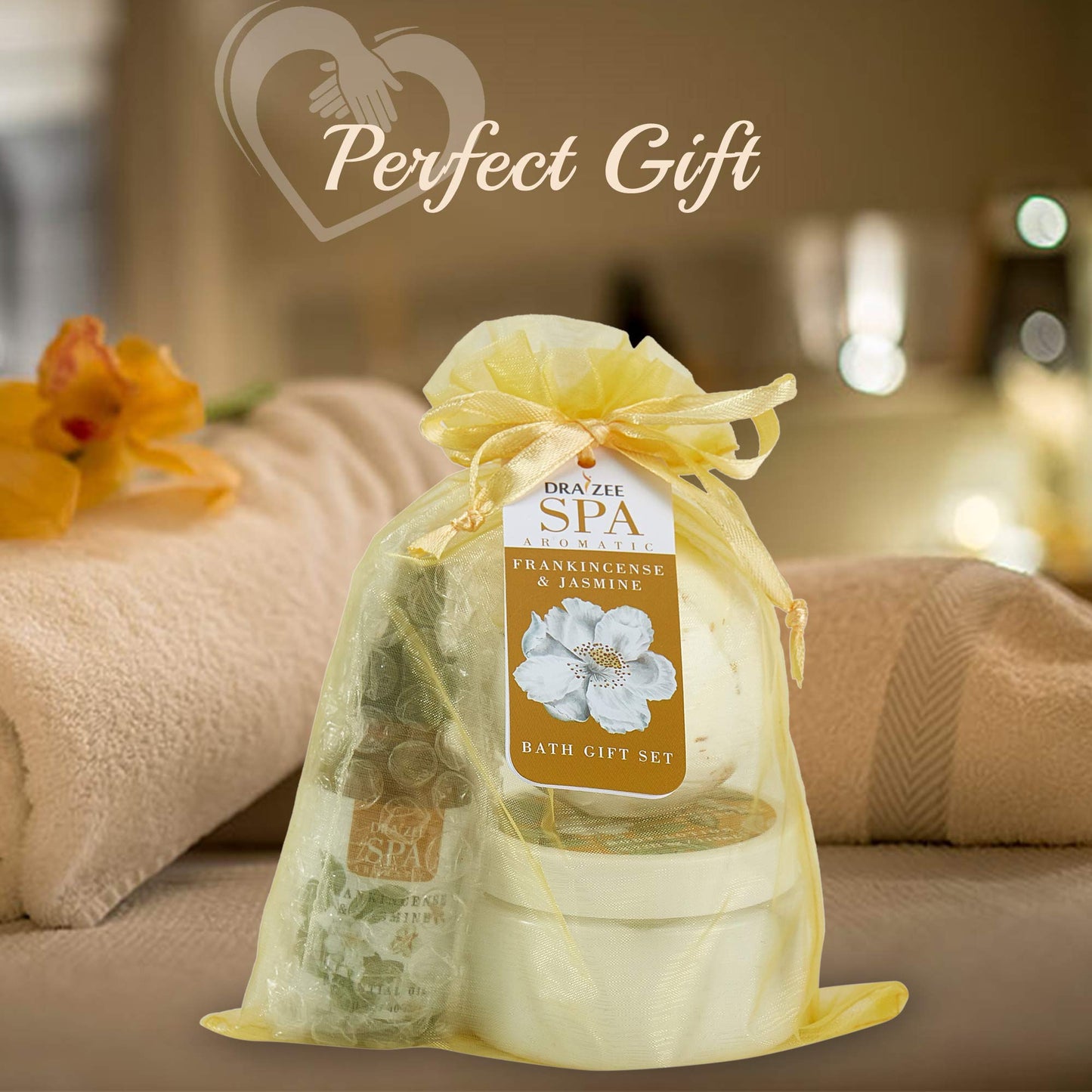 Mother's Day Gift- Draizee Home Spa Bath Gift Set for Womens and Girls w /Refreshing Frankincense & Jasmine Fragrance, 3 Pieces - Luxury Skin Care Set Includes Body Lotion, Essential Oil, Bath Bomb
